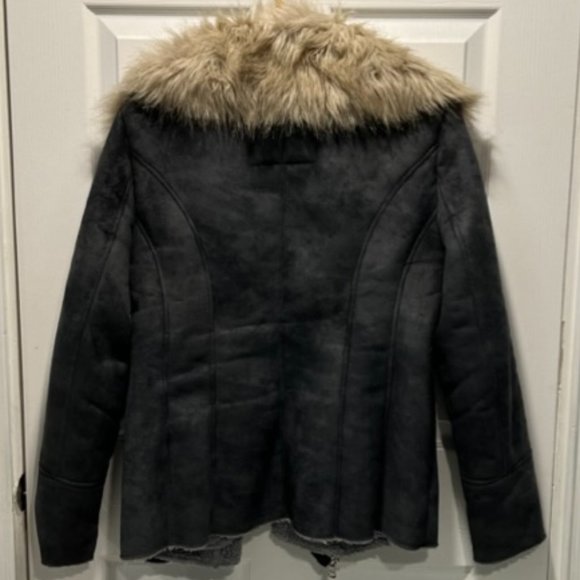Women's Suede Guess Jacket with Faux Fur - Picture 4 of 6